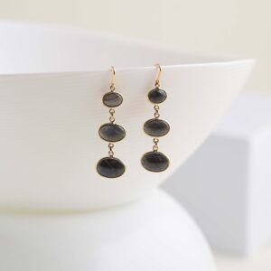 earring with labradorite ovel