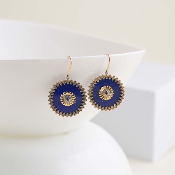 earring with lapis rd & diamond