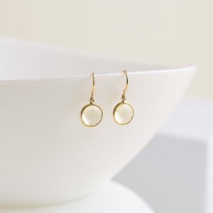 Earring with lemon qtz rd