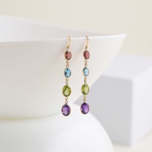 earring with multicolor stone ovel