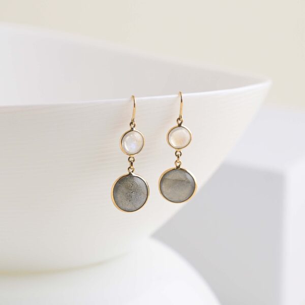 Earring With Rainbow Moonstone & Labradorite Rd